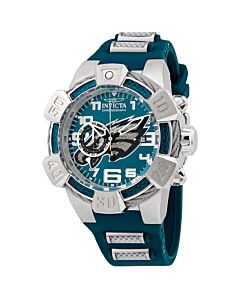 Men's NFL Chronograph Silicone and Glass Fiber White and Gunmetal and Dark Green Dial Watch