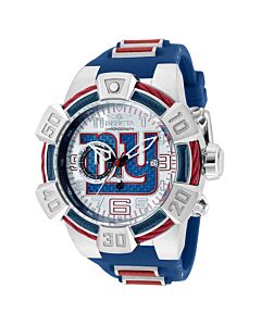 Men's NFL Chronograph Silicone with Red Glass Fiber Inserts White (New York Giants) Dial Watch