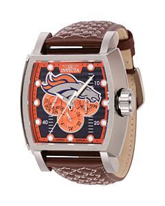 Men's NFL Leather Orange and Silver and Blue Dial Watch