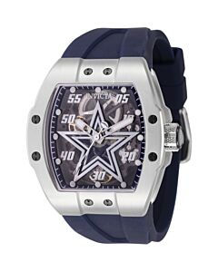 Men's NFL Silicone Transparent and Navy Blue Dial Watch