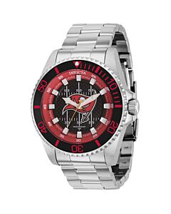 Men's NFL Stainless Steel Black and Red and Grey and White Dial Watch