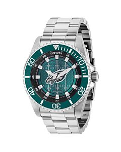 Men's NFL Stainless Steel Green and Grey and Black and White Dial Watch
