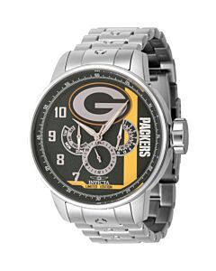 Men's NFL Stainless Steel Green and Yellow and White Dial Watch