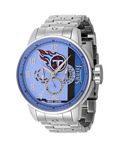 Men's NFL Stainless Steel Light Blue and White and Blue Dial Watch
