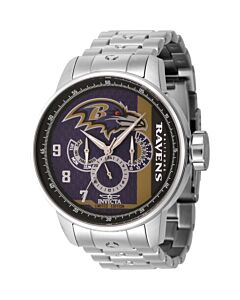 Men's NFL Stainless Steel Purple and Gold and Black Dial Watch