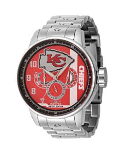 Men's NFL Stainless Steel Red and White and Black Dial Watch