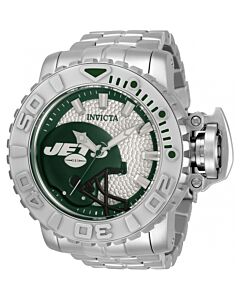 Men's NFL Stainless Steel White and Green (New York Jets) Dial Watch