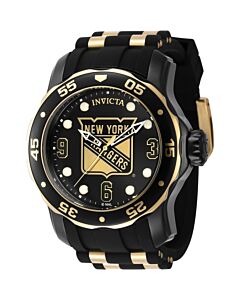 Men's NHL Silicone and Stainless Steel Gold and Black Dial Watch