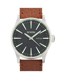 Men's Nixon Leather Black Dial Watch