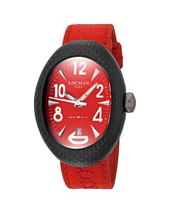 Men's Nuovo Carbonio Cordura Fabric (Leather Backed) Red Dial Watch