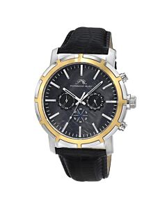 Men's Nyc Chrono Chronograph Leather Black Dial Watch