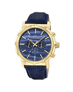 Men's Nyc Chrono Chronograph Leather Blue Dial Watch