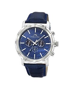 Men's Nyc Chrono Chronograph Leather Blue Dial Watch