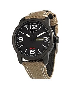Men's Eco-Drive Nylon Black Dial Watch