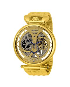 Men's Objet D Art Stainless Steel Gold (Skeleton) Dial Watch