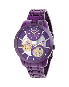 Men's Objet D Art Stainless Steel Purple Dial Watch