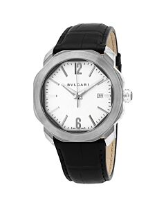 Men's Octo Roma (Alligator) Leather Silver Dial Watch