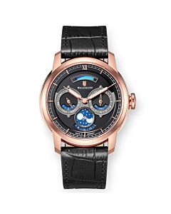 Men's Olympus (Calfskin) Leather Black Dial Watch
