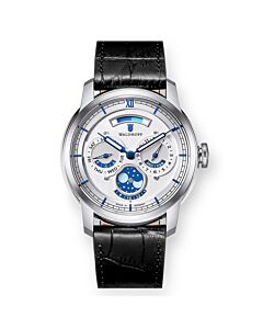 Men's Olympus Calfskin Silver-tone Dial Watch