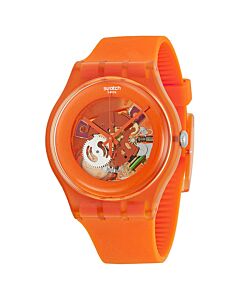 Men's Orangish Lacquered Silicone Orange Transparent Dial Watch
