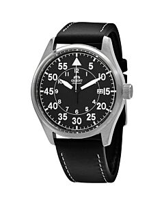 Men's Orient Leather Black Dial Watch