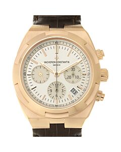 Men's Overseas Chronograph Leather Silver Dial Watch