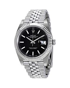 Men's Oyster Perpetual Datejust Stainless Steel Rolex Jubilee Black Dial