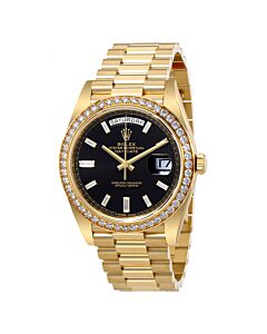 Men's Oyster Perpetual 18kt Yellow Gold President Black Dial Watch