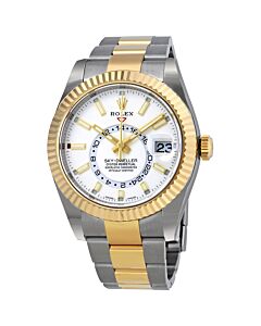 Men's Oyster Perpetual Sky-Dweller Stainless Steel and 18kt Yellow Gold Rolex Oyster White Dial
