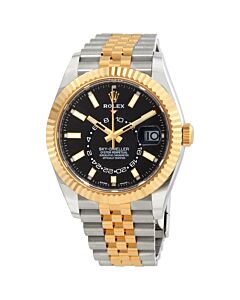 Men's Oyster Perpetual Sky-Dweller Stainless Steel and 18kt Yellow Gold Rolex Jubilee Black Dial Watch