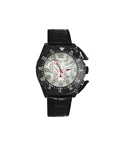 Men's Paddle Chronograph Leather Silver Dial