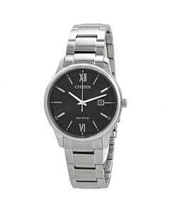 Men's Pair Stainless Steel Black Dial Watch