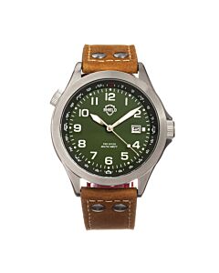 Men's Palau Leather Green Dial Watch