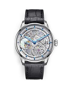 Men's Paragon Pearl Silver Calfskin Silver-tone Dial Watch