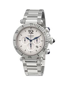 Men's Pasha De Cartier Chronograph Stainless Steel Silver-tone Dial Watch