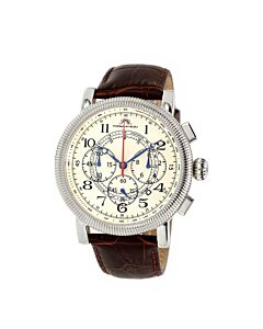 Men's Phileas Chronograph Genuine Leather Beige Dial Watch