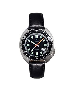 Mens-Pierce-Genuine-Leather-Black-Dial-Watch