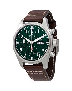 Men's Pilot Chronograph Leather Green Dial Watch