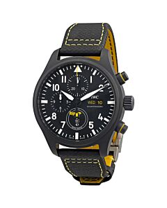 Men's Pilot Chronograph Royal Maces Calfskin Black Dial Watch