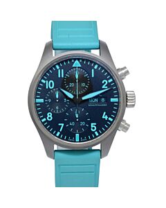 Men's Pilot Chronograph Rubber Black and Turquoise Dial Watch