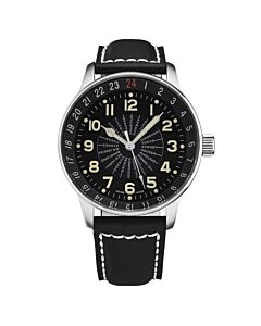 Men's Pilot Leather Black Dial Watch
