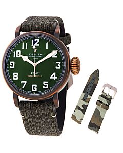 Men's Pilot Type 20 Adventure Calfskin Leather with protective rubber lining Khaki Green Grained Dial