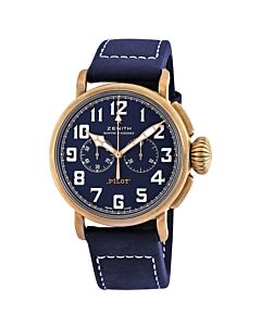 Men's Pilot Type 20 Chronograph Nubuck Leather with Rubber Lining Blue Dial