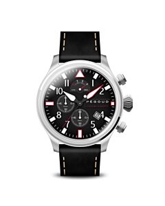 Men's Pilotage Retrograde Chronograph Leather Black Dial Watch