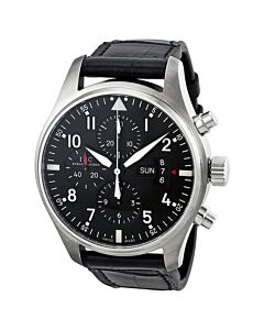 Men's Pilot's Chronograph Leather Black Dial Watch