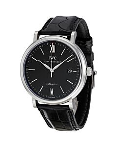 Men's Portofino (Alligator) Leather Black Dial Watch