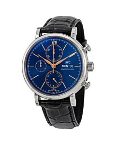 Men's Portofino Chronograph (Alligator) Leather Blue Dial Watch