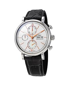 Men's Portofino Chronograph (Alligator) Leather Silver Dial Watch