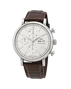 Men's Portofino Chronograph (Alligator) Leather White Dial Watch