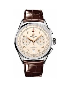 Men's Premier B01 Chronograph Leather Ivory Dial Watch